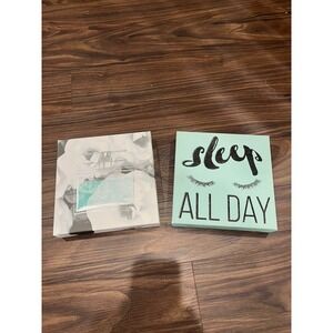 Dorm deco Coco Knows Best & Sleep All Day Canvas Wall Art Set 8x8 Mint